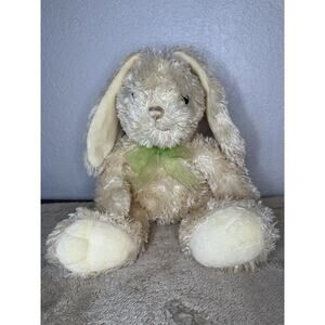 Chosen Stuffed Bunny Plush Cream Ivory Green Bow Tie Sitting 10”